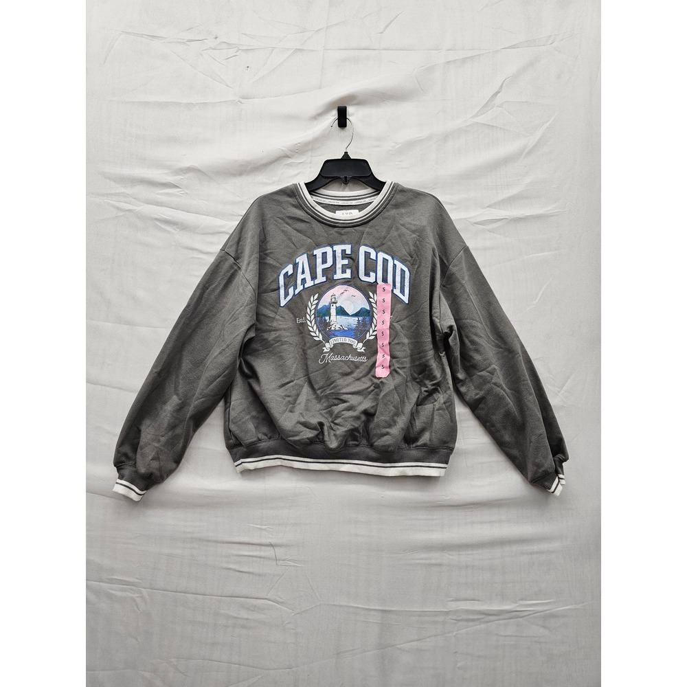 Limited Too Girls Cape Cod Graphic Pullover Gray Cotton Blend Casual Size Small